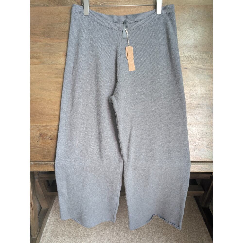 NWT Skims Relaxed Pants Women's Large Dark Gray Textured Knit Elastic Waistband